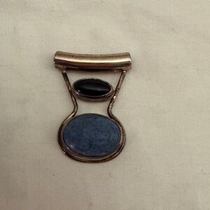 Silver Pendant with Blue and Black Stones